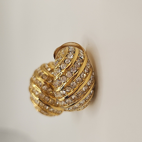 Dior Vintage Pave Crystal Huggie Clip-On Earrings. - Picture 7 of 13